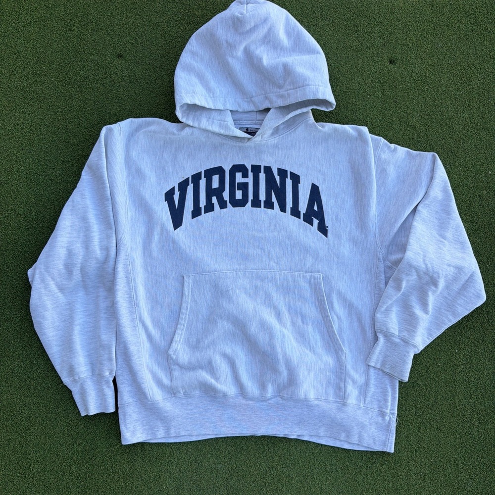 Virginia Cavaliers Sweatshirt Hoodie Mens Large Gray NCAA College Reverse Weave